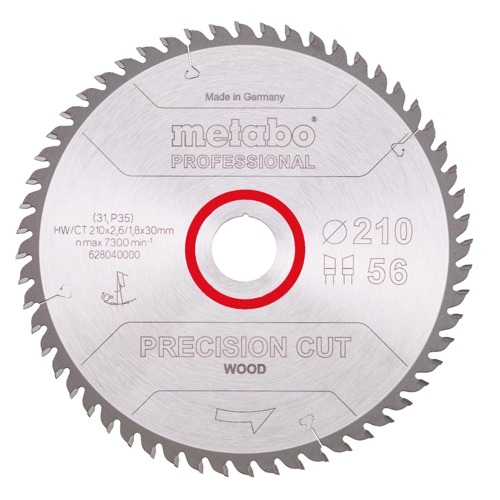 Metabo 628040000 628040000-Hoja de Sierra Metal Duro HW/CT Precision Cut 210 x 30 mm Dientes 56 WZ, Negro, Size