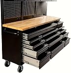 72 Armoires de garage de pouce, boîte à outils avec 15 Tiroirs & 3 Armoire de porte, Système de rangement de garage lourd, Armoires de garage en métal avec pegboard, 35mm Haut en bois, coffre à outils mobiles verrouillables (GTC1818B)