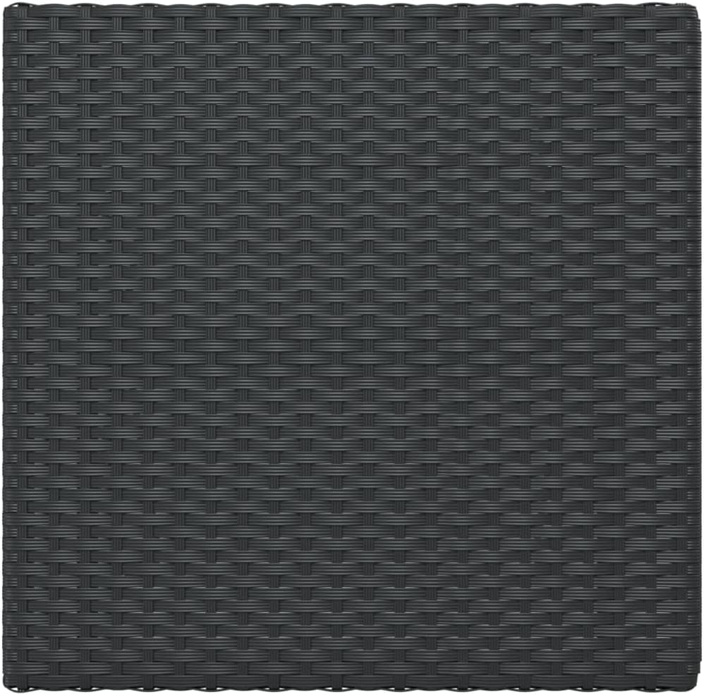 Folding Bistro Table Black PE Rattan Powder-Coated Steel Medium 21.7 x 21.3 x 28 inch Indoor Outdoor Balcony Patio Small Patio Tables Backyard Tables