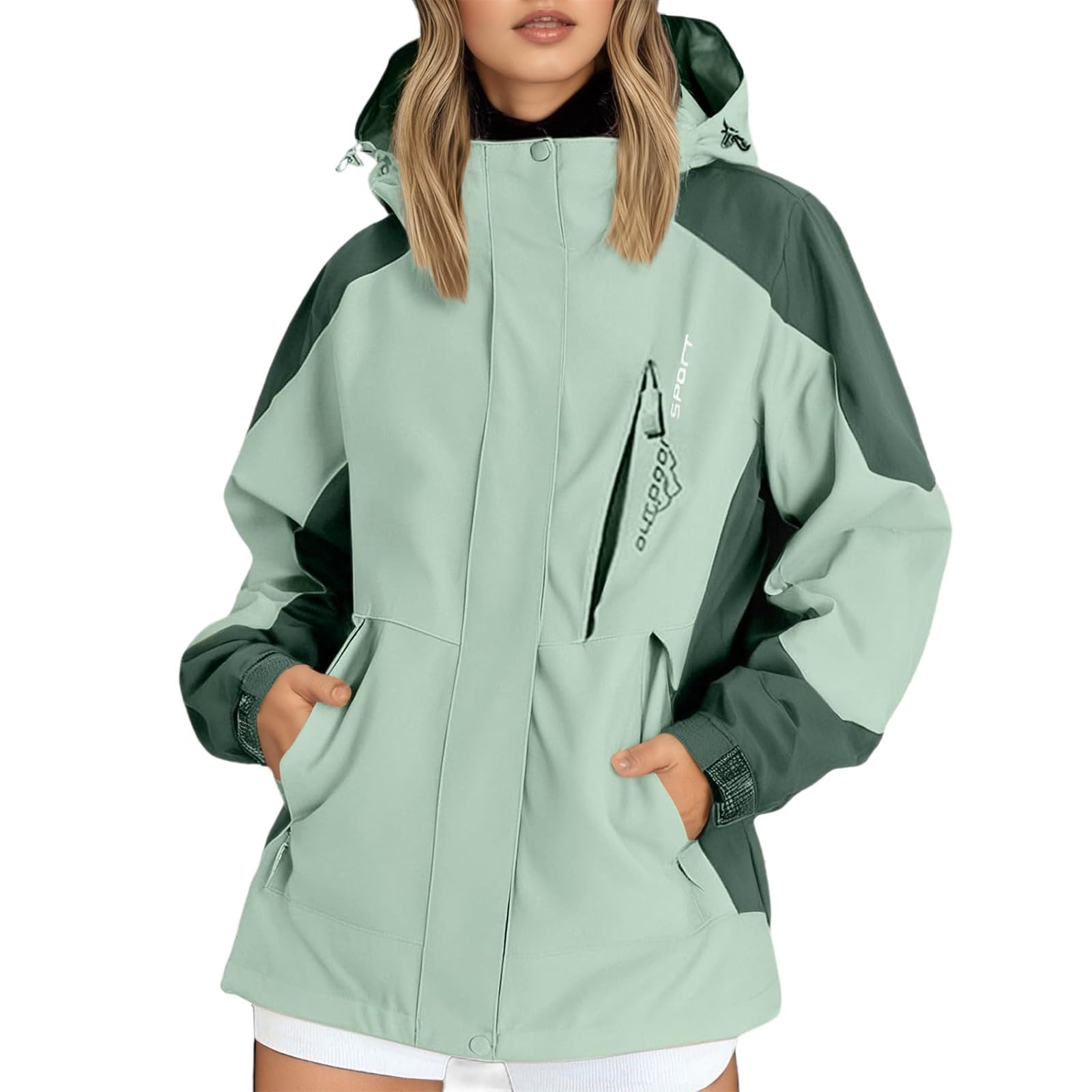 Regenjacke Damen Wasserdicht Atmungsaktiv Farbblock Windbreaker Sportjacke Mit Kapuze Wanderjacke Fahrradjacke Regenmantel Fahrrad Leicht Trenchcoat Sport Outdoorjacke Reisen Treking Softshelljacke
