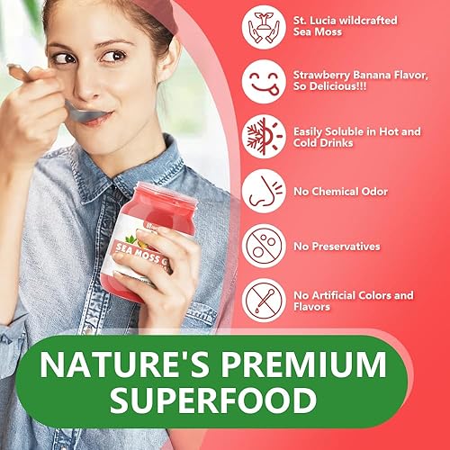 Miniatura 4 de UPNEUTRI Gel de musgo marino  Wildcrafted Irish Sea Moss 92 Minerales y Vitaminas Defensa Inmunológica Apoyo Antioxidante Tiroideo, Vegano Sin OMG