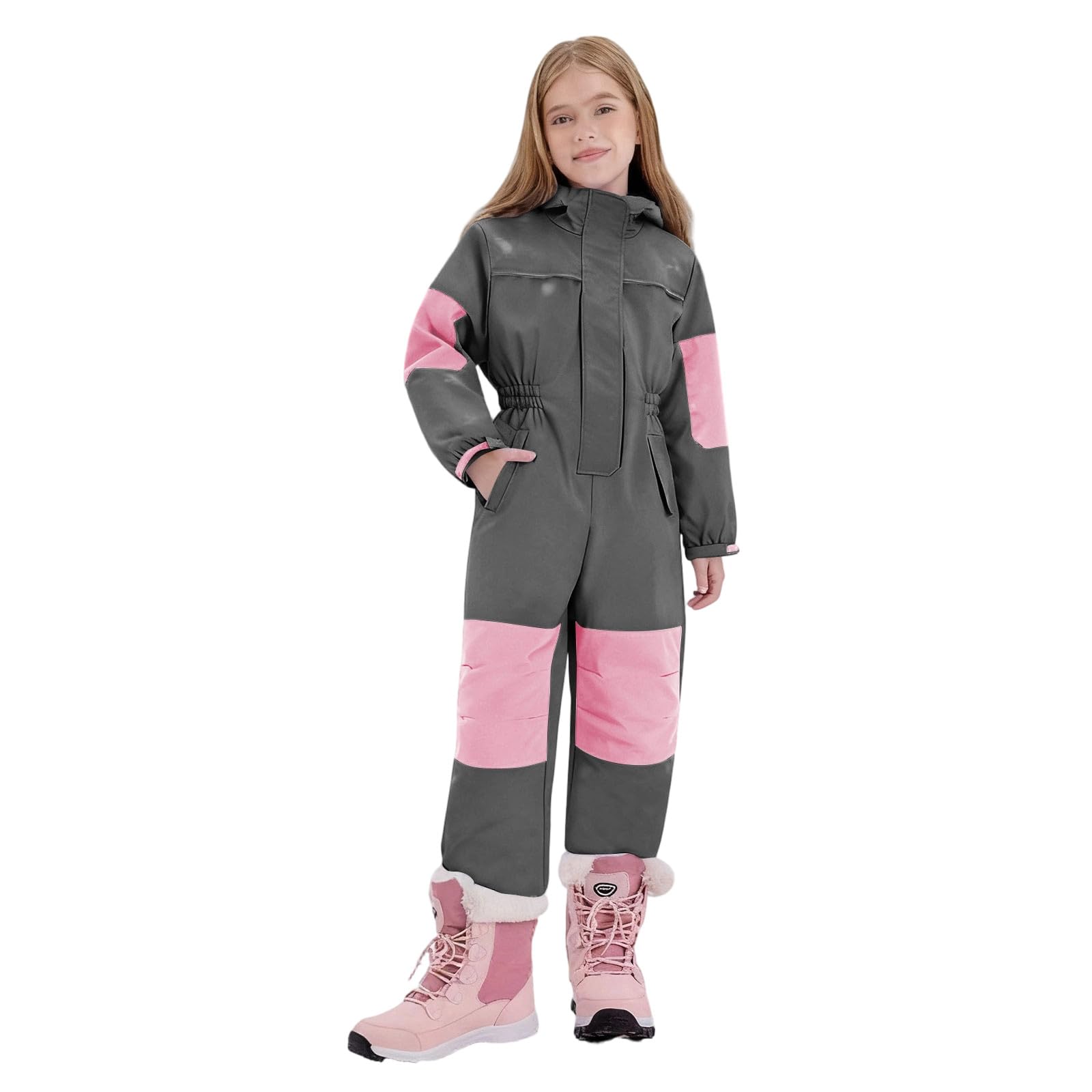 Tute da Sci Bambine E Ragazze Bambino Tuta da Sci - Piumino con Cappuccio + Pantaloni Completo da Neve 2 Pezzi Tuta da Neve per Bambino Snowsuit Caldo Invernale Salopette E Giacca Cappotto