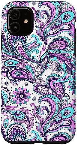 iPhone 11 Purple Teal Paisley Pretty Case