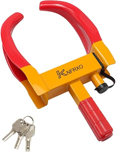 Miniatura 17 de Bloqueo de rueda antirrobo ajustable de seguridad para remolques, automóvil, SUV, barco, motocicleta, carrito de golf, gran disuasión, bloqueo