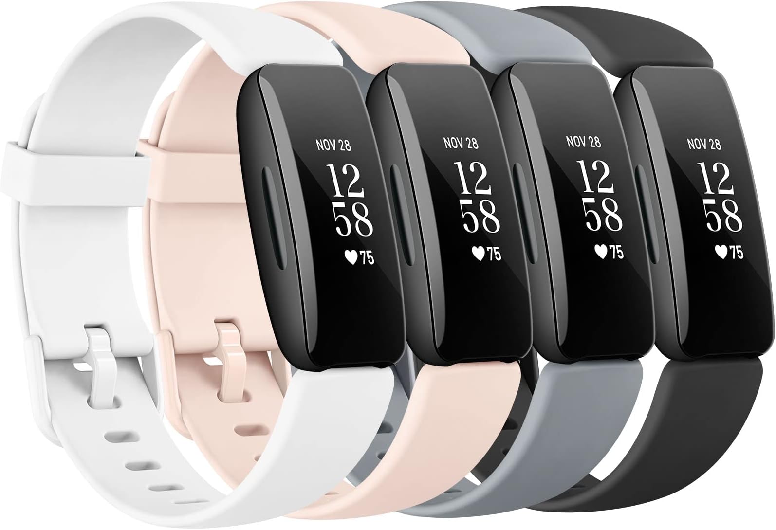 AMCC [4 Pack] Straps compatible with Fitbit Inspire 2 Strap, Soft Silicone Sport Replacement Wristband for Women Men