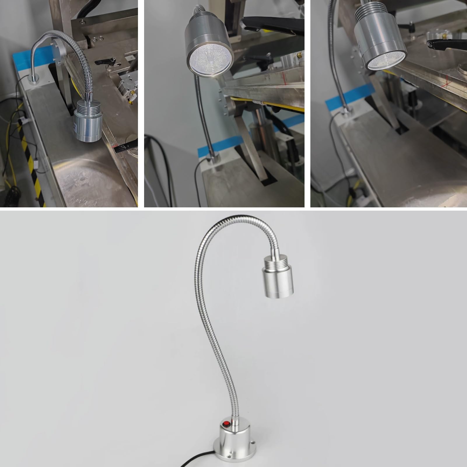Lampada da Lavoro da 5 W, Lampada Flessibile a Collo D'oca da 24-36 V, Base con Fissaggio a Vite, per Torni, Banchi da Lavoro e Macchine da Cucire