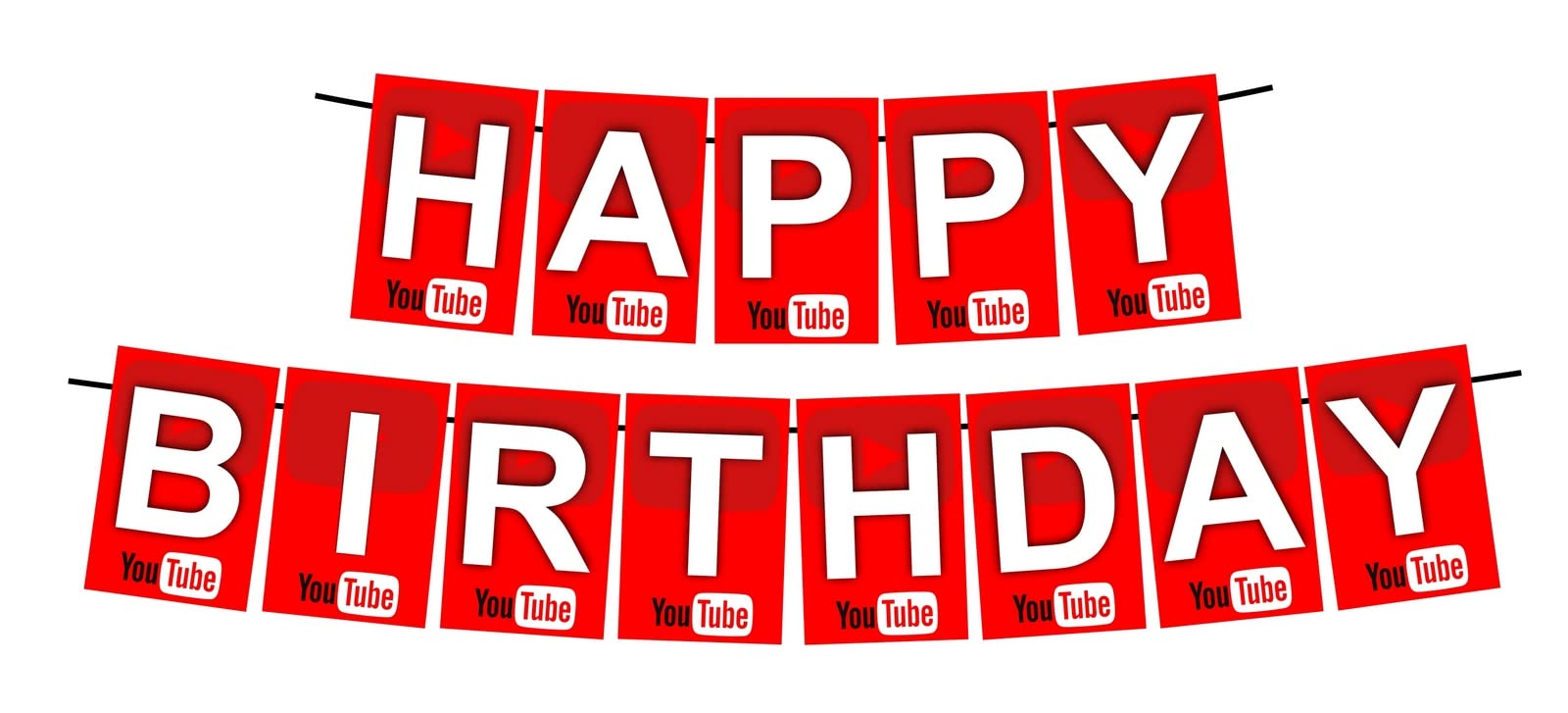 Balloonistics YouTube Theme Happy Birthday Banner - Viral Content & Influencer Cardstock Bunting - Play Button, Social Media & Vlogger Party Decorations, "Trending Now" Backdrop