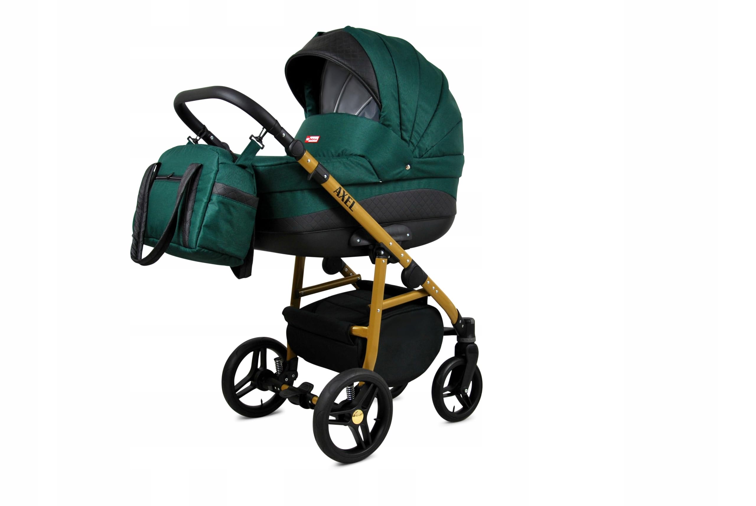 BabyLux® Wózek dziecięcy kompletny zestaw 4 w 1, Axel, w tym gondola dla niemowląt, wędka, fotelik samochodowy, podstawa ISOFIX, wózek dziecięcy, system kombinowany, z torbą do przewijania itp.