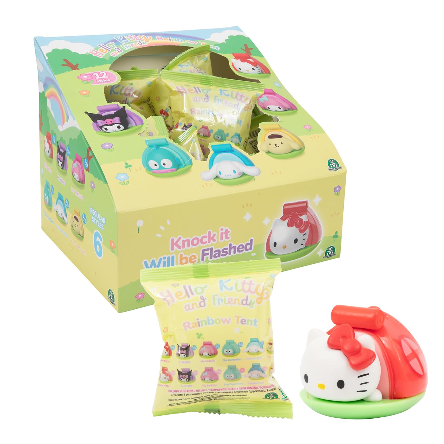 Hello Kitty & Friends Rainbow Tent Blind Bag Collectible Figure 4cm Surprise Mini Figurine, Random Character, Kuromi, My Melody, Cinnamoroll, Ages 3+