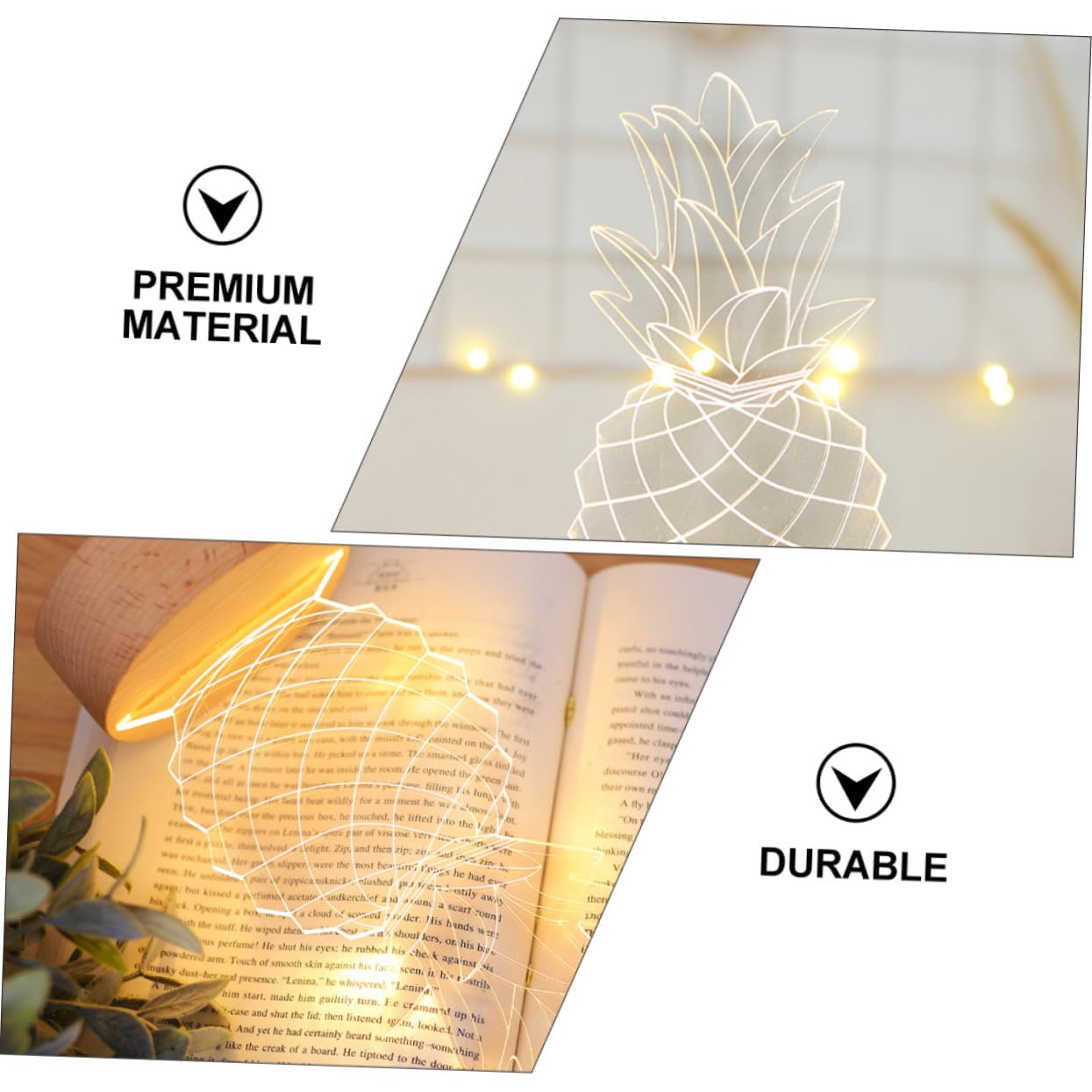 TEHAUX 3 Stck. Kreative Ananas LED Nachttischlampe mit Zartem Design und Langlebigem Material Dekoratives Nachtlicht für Wohnräume Geschenkidee Glattem Holzsockel Batteriebetrieben