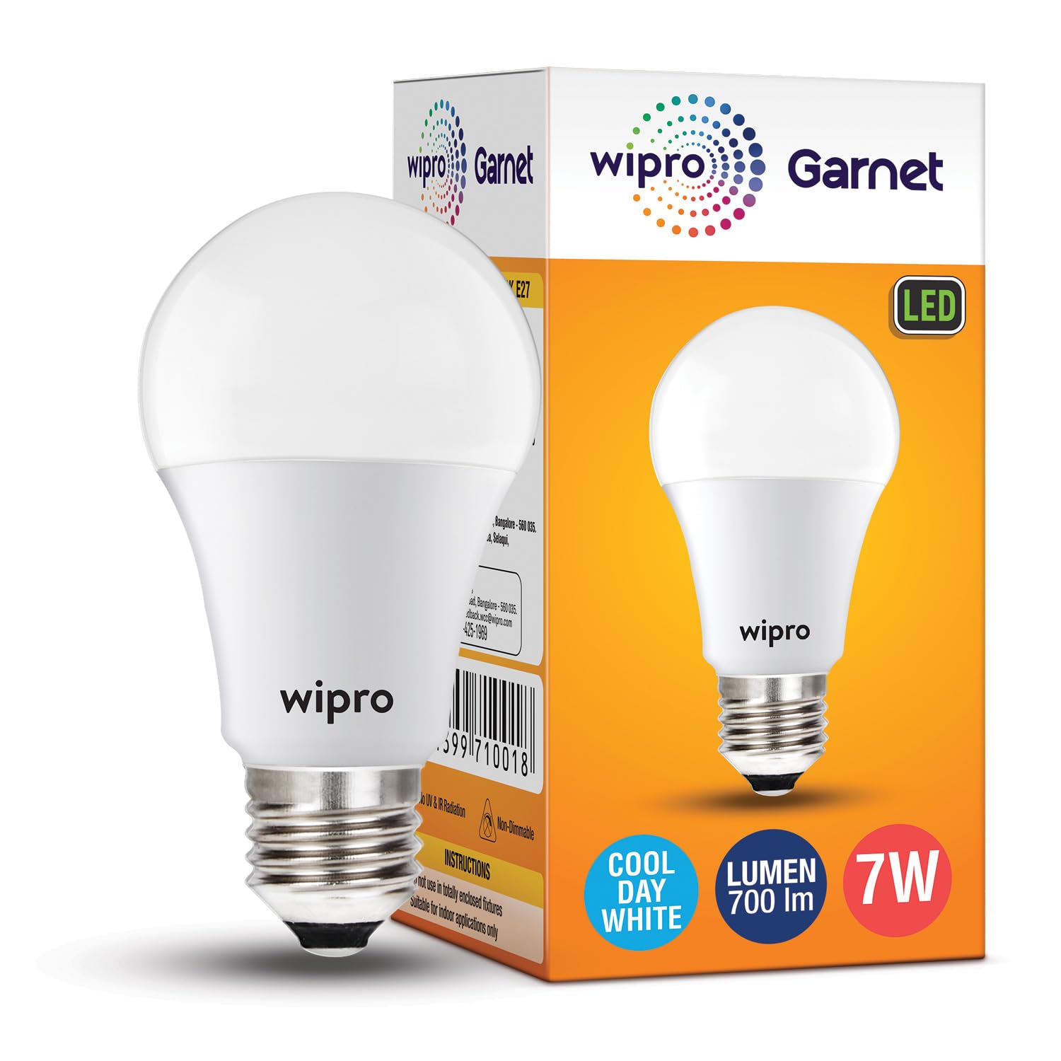 wipro Garnet 7W LED Bulb for Home & Office |Cool Day White (6500K) | E27 Base|220 degree Light coverage |4Kv Surge Protection |400V High Voltage Protection |Energy Efficient | Pack of 1-picture-17