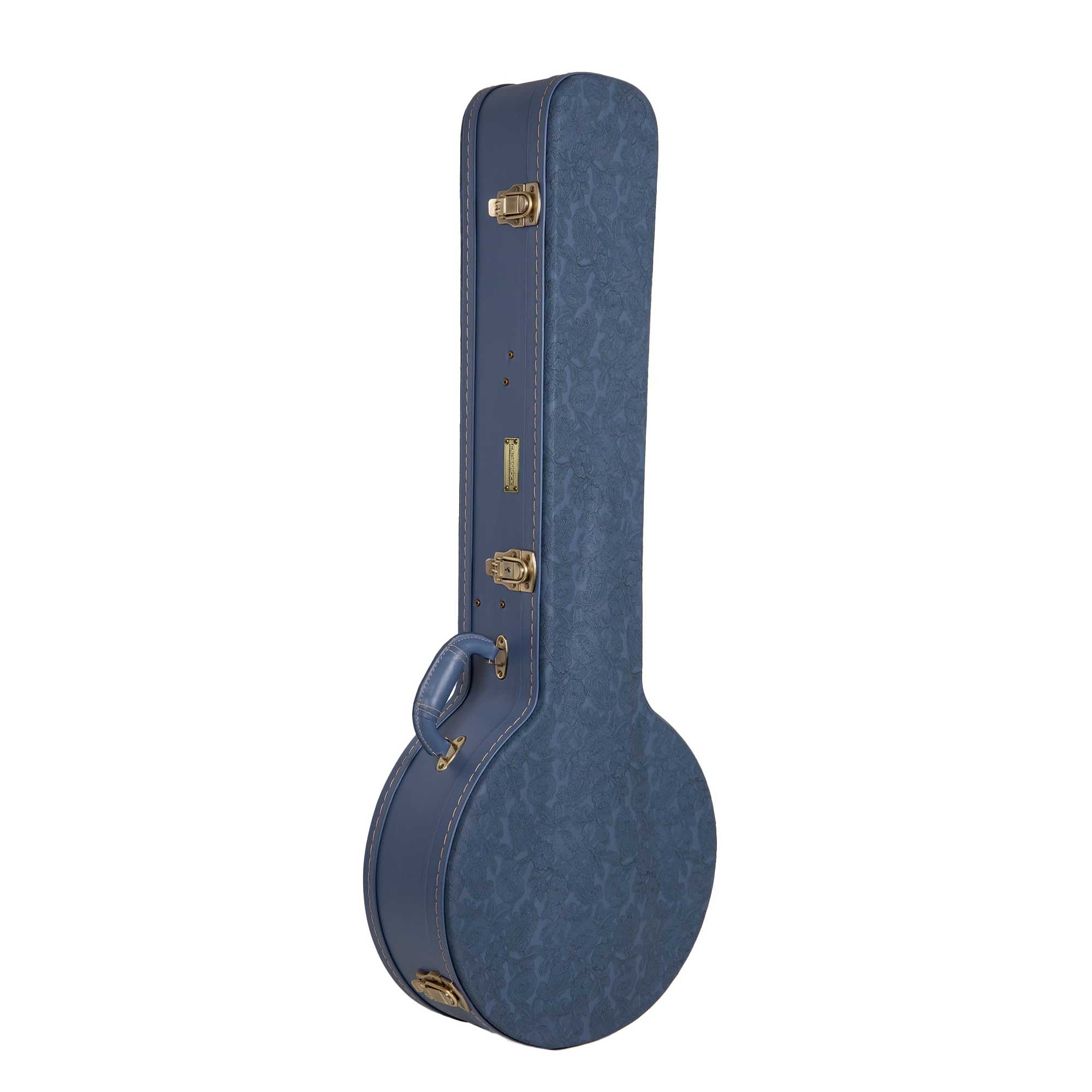 Crossrock Relief Series CRW630BJSB Étui en bois pour banjo à résonateur à 5 cordes avec surface hautement texturée, imitation polaire de vison, loquets en acier inoxydable, bleu fumé