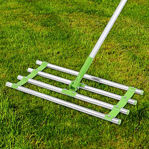 Sonnewelt Rasenrakel Edelstahl Leveling Rake,Zur Sandentfernung,Topdressing aufbringen Lawn Leveling Rake für Golf Garden Grass Rasenrakel Rakel 60*25cm,Grifflänge170cm-Silber Cover