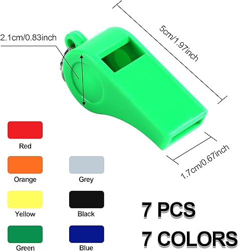 Miniatura 2 de SANNIX Paquete de 7 silbatos, silbatos para entrenadores con cordón, silbatos deportivos de sonido fuerte y nítido para árbitros, entrenamiento,