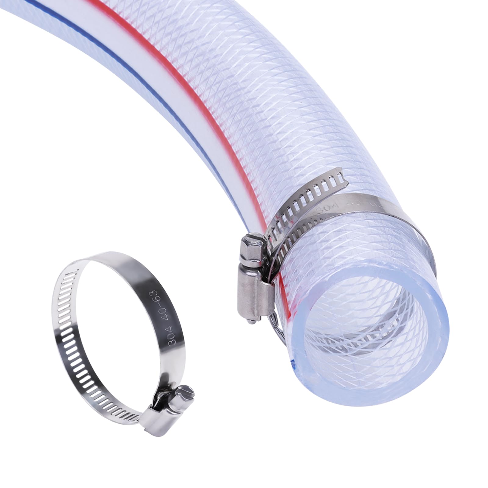 Tubo flessibile in PVC intrecciato morbido, diametro interno 3,8 cm x diametro esterno 3,8 cm x diametro esterno 3,5 cm, ad alta pressione, trasparente, flessibile, in PVC, rinforzato per