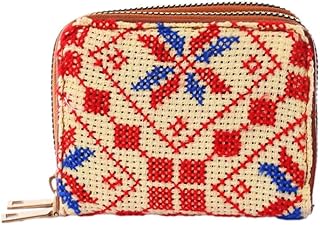 محفظة نسائية بسحاب مزدوج مع تطريز سيناء