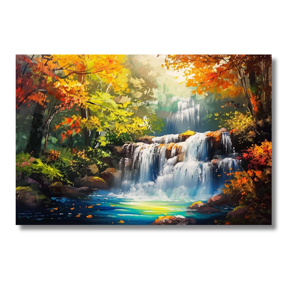 Viventiq Without Frame Waterfall Painting as per vastu Big Size | for Living Room | Waterfall Painting for Wall Decoration | Rolled Canvas Painting 36 inch L by 24 inch H