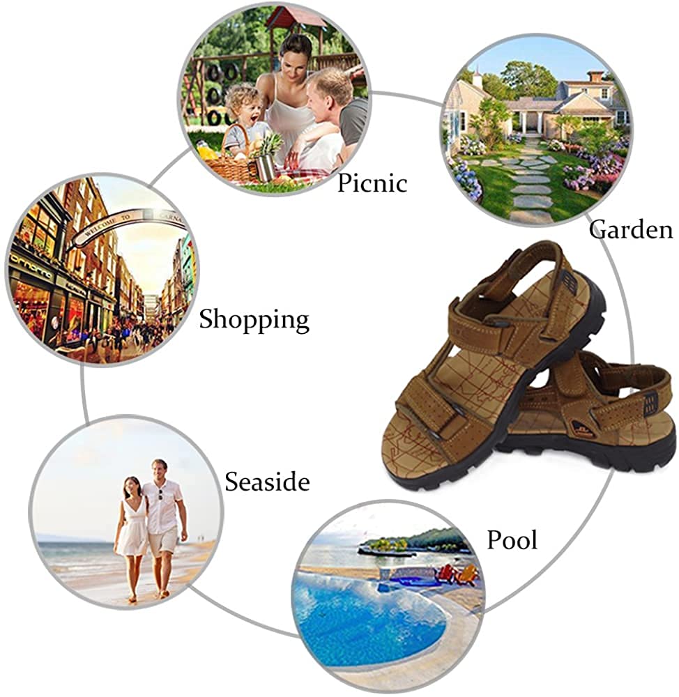 Asifn Sandali Sportivi Scarpe Calcio Uomo Trekking Pelle Casual Estivi Mocassini Escursionismo Outdoor Camminata Cuoio Traspiranti Spiaggia