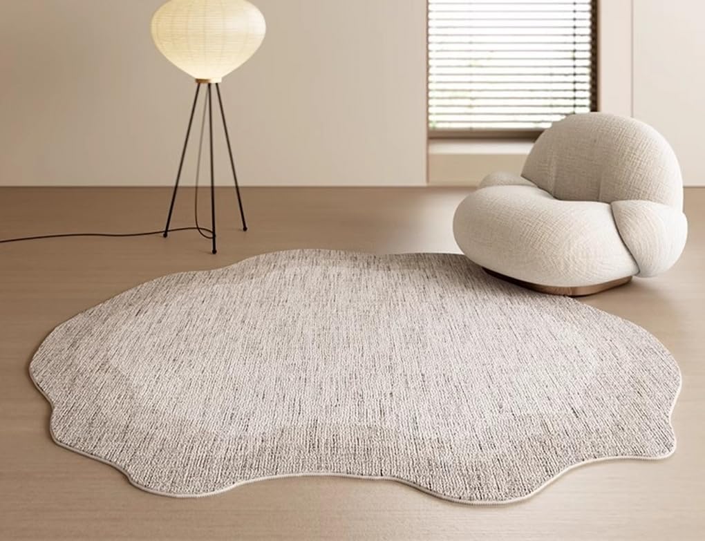 Minimalist Irregular Shaped Area Rug Unique Texture Abstract Shape Rug for Livingroom Conference Room Apartment Dorm Washable Boho Carpet Modern Art