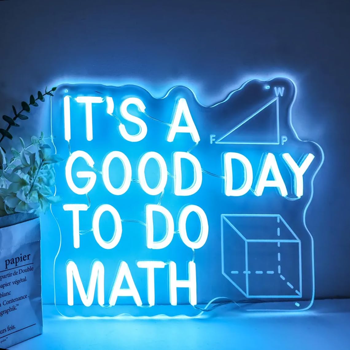 Insegna al neon dimmerabile con scritta "It's a Good Day To Do Math", luce al neon, studen LED, per aule dei bambini, biblioteca, museo, studio, decorazione della stanza (blu ghiaccio)