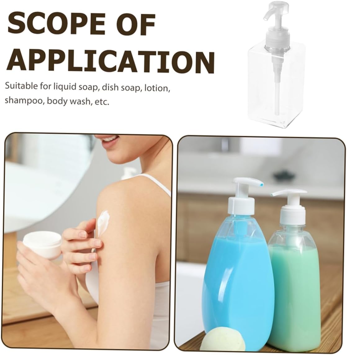 WOONEKY Sturdy Lotion Bottle Pump Dispenser Multi-use Bathroom Soap Dispenser for Home