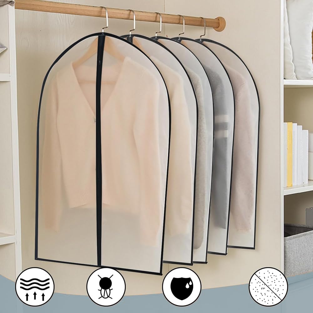 Custodia Porta Abiti, Copriabiti da Armadio 60×120cm, Trasparenti, con Cerniera, Custodie per Giacca, Camicie, Gonne