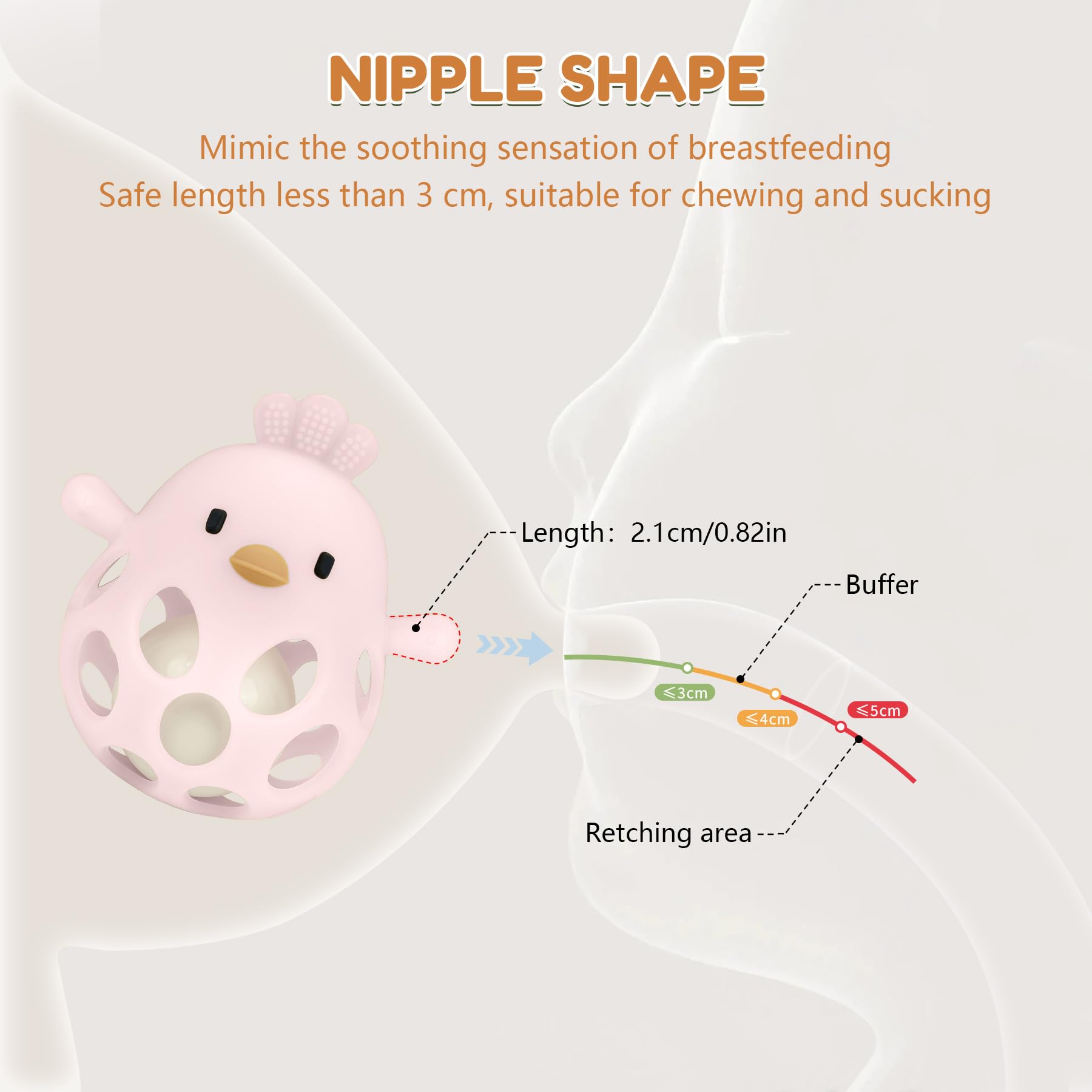 MCGMITT Palla presa per neonati in silicone BPA-free con sonaglio – Gioco sensoriale e motorio a forma di pollo, regalo Montessori per dentizione da 0 6 9 mesi Per neonati e bambini piccoli (Rosa)