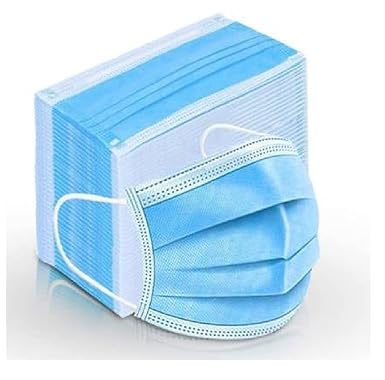 3 Ply Pharmaceutical Surgical Pollution Face Mask with 3 Layers Protection with Nose Pin Wire and Non Irritant Ear Loops(Unisex, BLUE, Comfortable, Anti-Virus, Anti-Pollution,Free Size, Pack of 100)