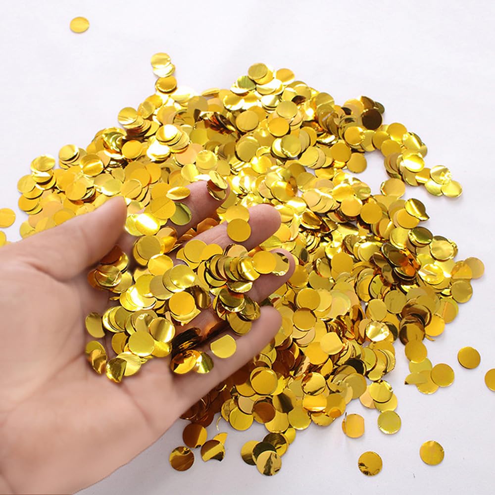 FONGKNOX B?yszcz?ce okr?g?e konfetti sto?owe, 30 g, z?oty metalik, 6 mm, metaliczny brokat, posypka, konfetti na urodziny, wesele, imprez?, Halloween, dekoracja bo?onarodzeniowa