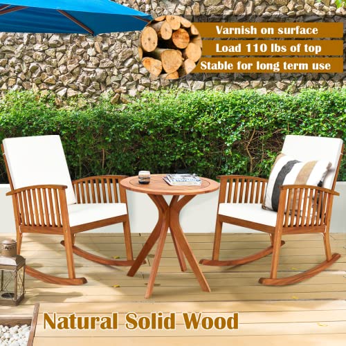 Sporfit 27.5” Outdoor Bistro Table, Eucalyptus Wooden Cafe Table, Round Bar Patio Table, Balcony Table, Side Dinning Table For Garden, Deck & Porch, Teak Finish #TOP2