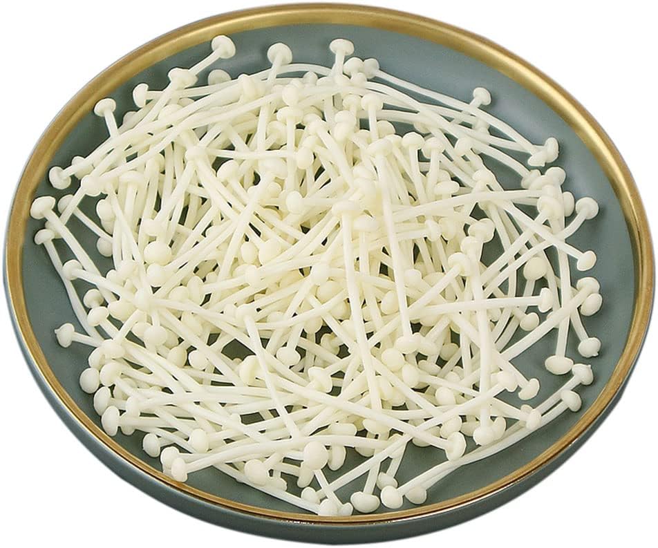 Pack of 50 Fake Enoki Mushrooms Artificial Vegetables Plastic Lifelike Salad Cuisine for Festival Home Kitchen Cabinet Decoration