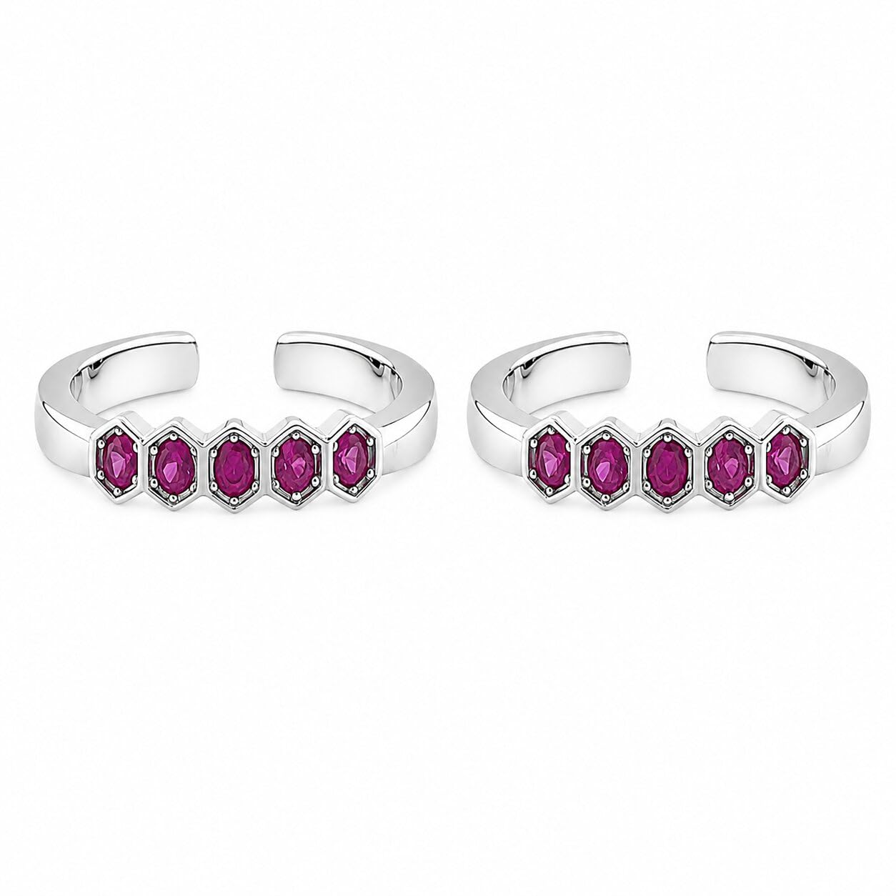 sahiba gems 925 Sterling Silver Designer Toe Rings for Women | Ruby Zircon Band Bichiya | Pair of 2 | Lightweight & Skin Friendly I Naver Black-picture-17