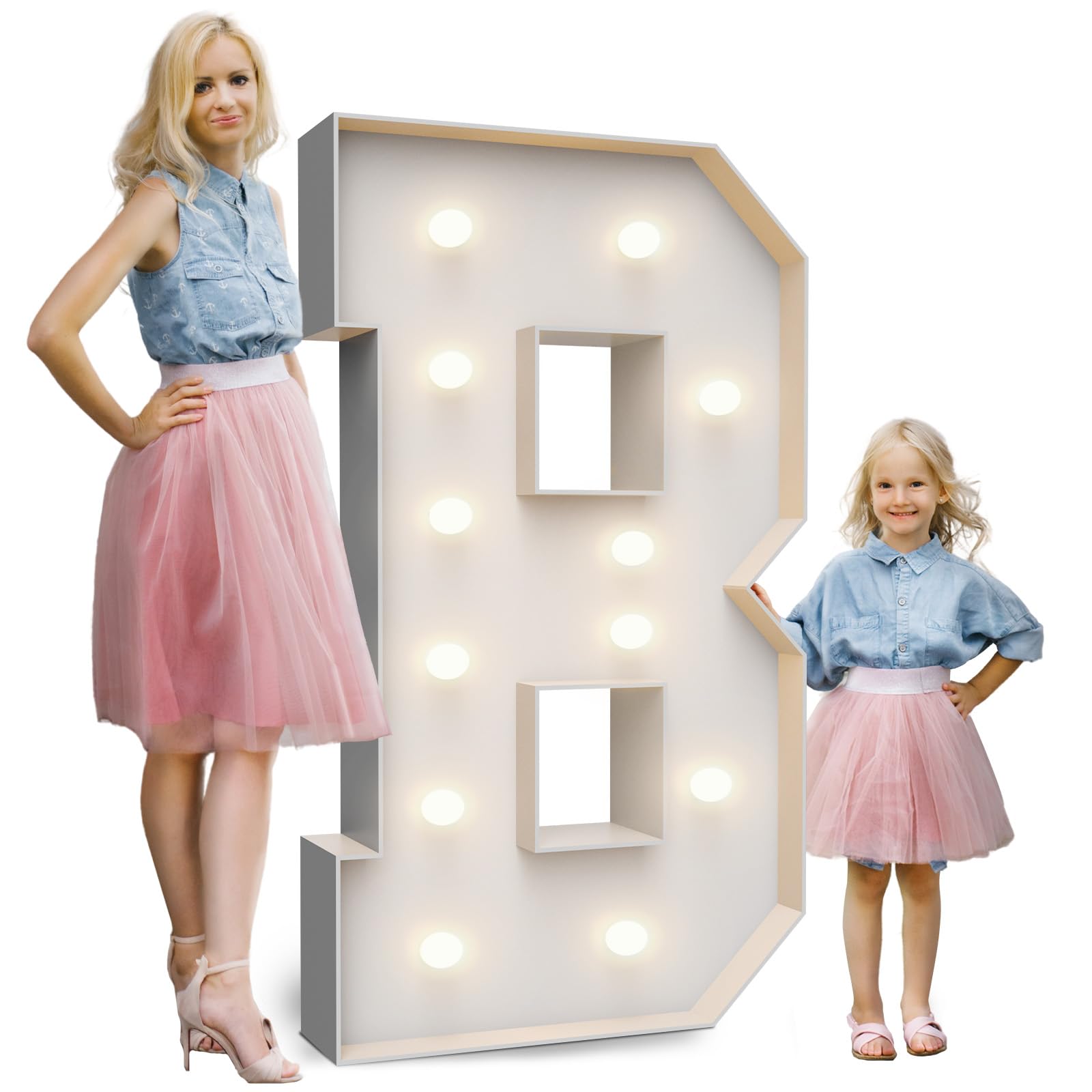 4FT Marquee Light Up Letters B,Party Decoration Large Marquee Light Up Letters with Weighted Water Bag,Pre-cut Foam Board Set Can Be Used for Birthdays,Weddings,Baby Anniversaries