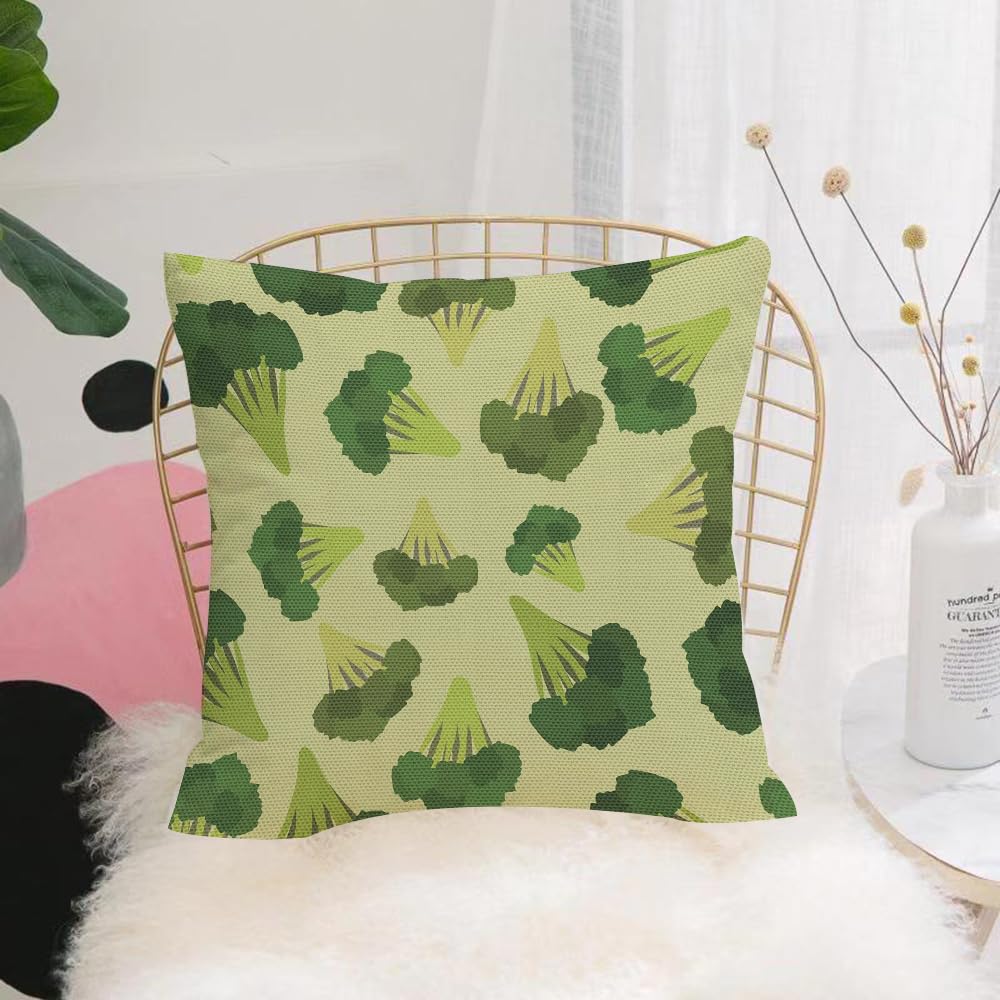 HYMSXW Cushion Cover,Throw Pillow Case Home Decorative for Living Room Bedroom Sofa Chair 20X20 Inch,Cute vector cartoon green broccoli and dots vector seamless pattern background.,Pillowcase 50X50cm