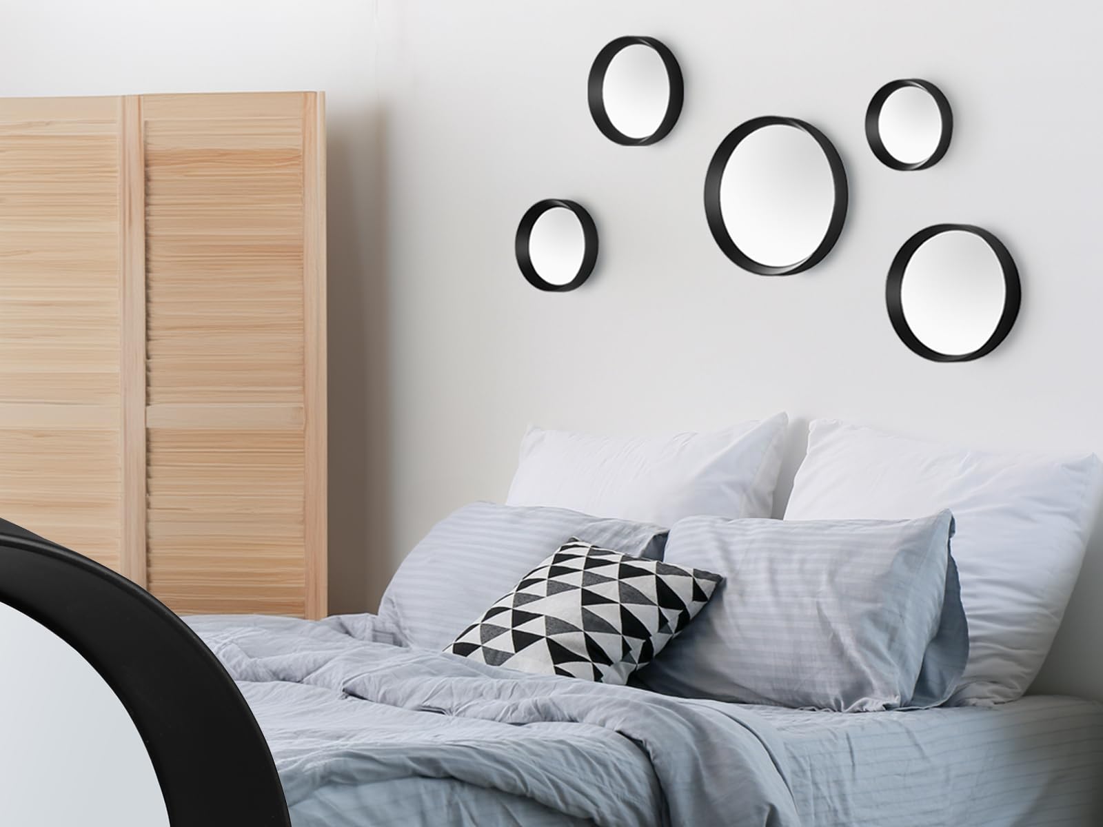 Specchio decorativo da parete VIVIVIEN Set da 5 pezzi con cornice rotonda in oro e 5 piastre di montaggio magnetico