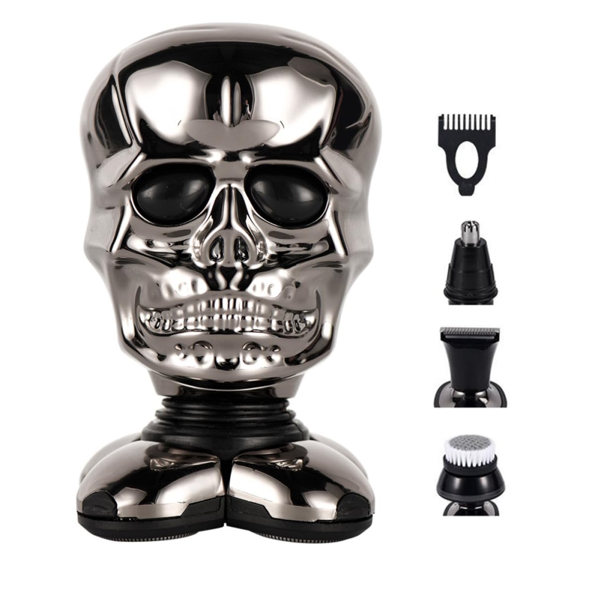 Maquinilla de Afeitar Eléctrica Afeitadora de Cabeza de 5 Cabezales, Acero Inoxidable, Plata, Usb, para Hombre, Corte Rápido y Recorte de Vello Facial