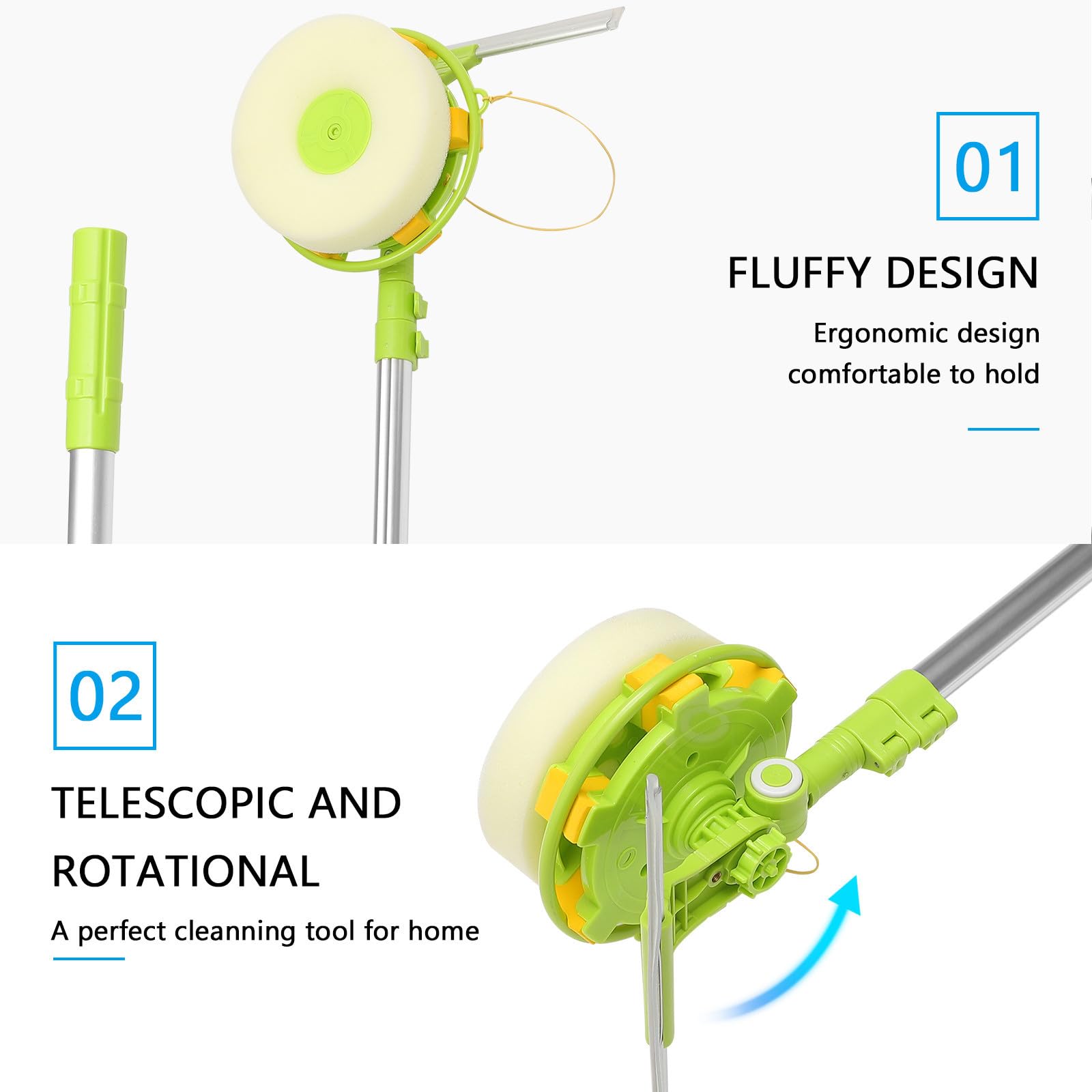 KICHOUSE Kit de Limpiacristales y Ventanas Brillantes de Acero Inoxidable Telescópico para Limpieza sin Rayas en Hogares y Edificios Elevados