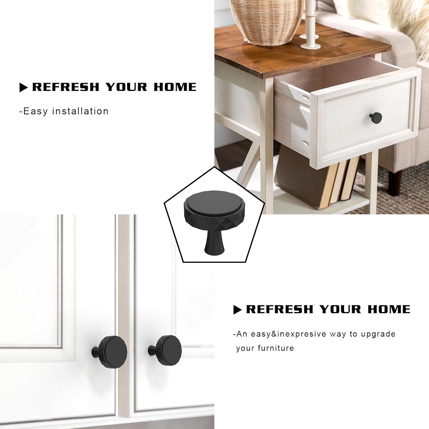 10 Pack 1-1/5"(30mm) Matte Black Cabinet Knobs for Dresser Drawer Kitchen Hardware for Cabinets Black Cabinet Pulls