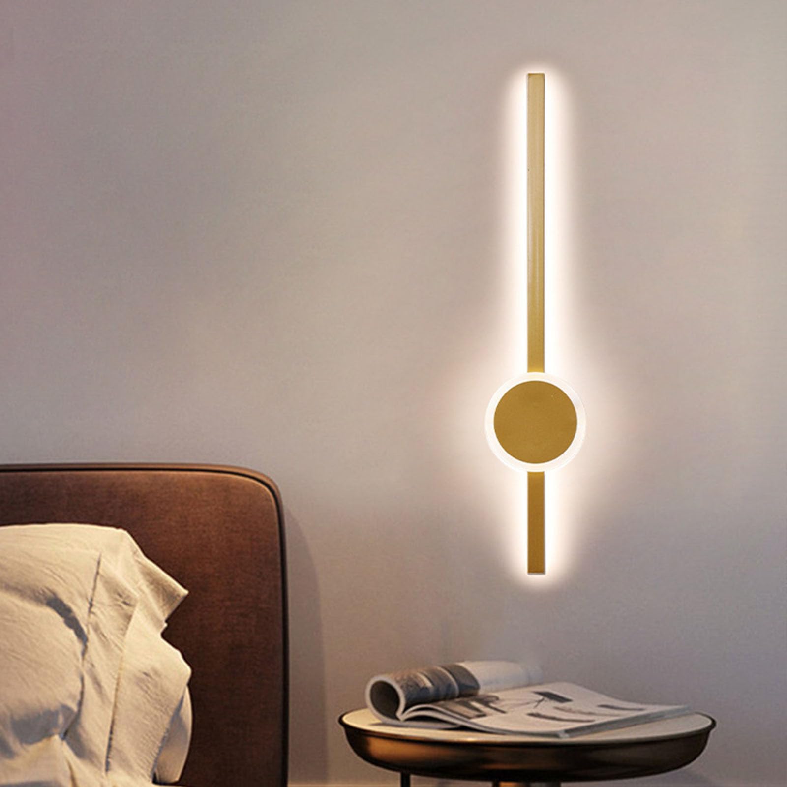 HXYSXHJUO LED Wall Lamps - Adjustable 3000K/4500K/6000K Mount Lights, Elegant Gold Finish, 80cm Simple Background Sconces for Home Decor and Ambient Lighting