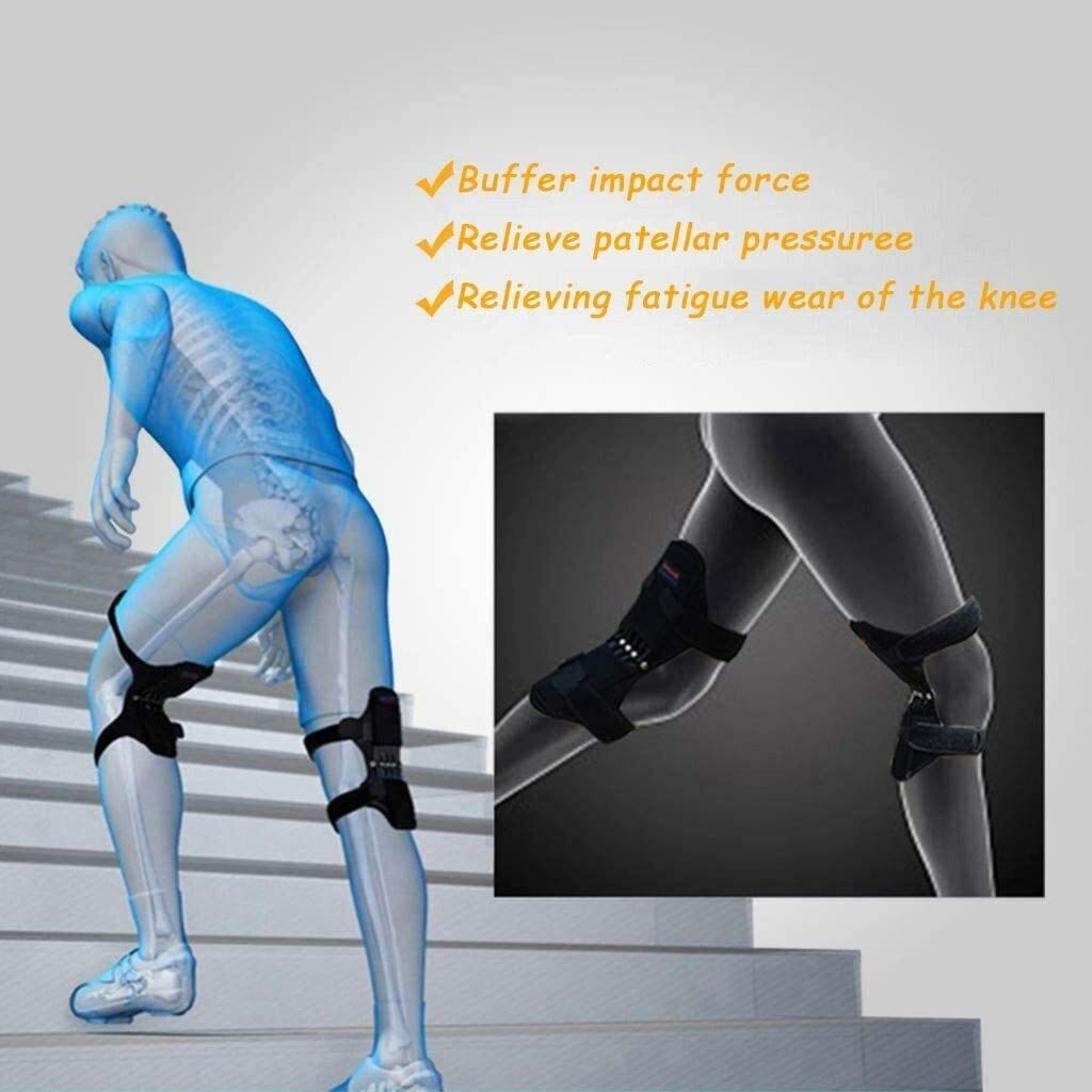 Booster Rodilla, Rodilleras Conjuntos de Asistencia Brace Booster Protección de Rodilla Transpirable con una Potente Fuerza del Muelle de Rebote para Correr Saltar Ciclismo Sentadillas Deportes