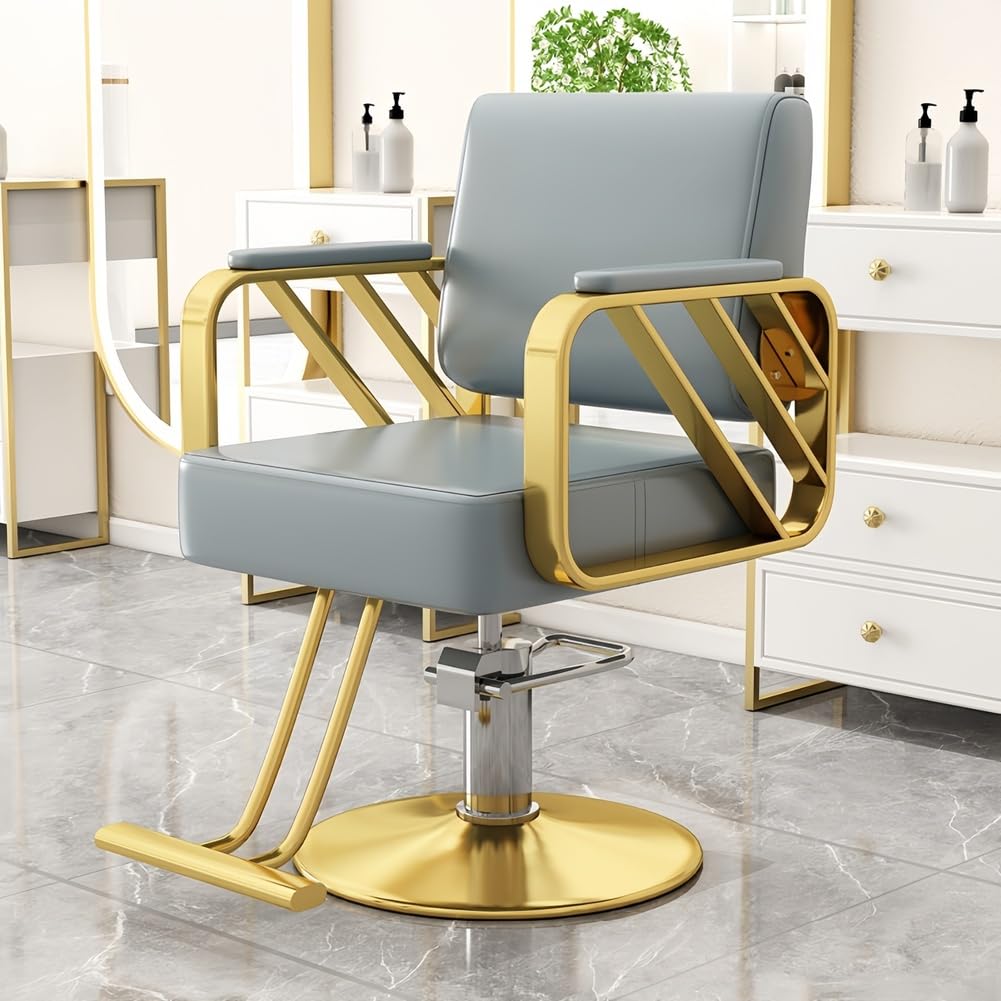 Hydrauliczny fotel salonowy - regulowana wysokość, stabilna podstawa | Obrót 360°, skóra ekologiczna łatwa do czyszczenia, maksymalne obciążenie 150 kg, wyposażenie salonu dla fryzjera