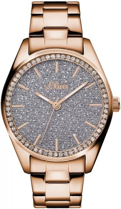 S.Oliver Dameshorloge analoog kwarts met roestvrijstalen armband, 30 mm, goud, 30 mm, Damesarmband van roestvrij staal