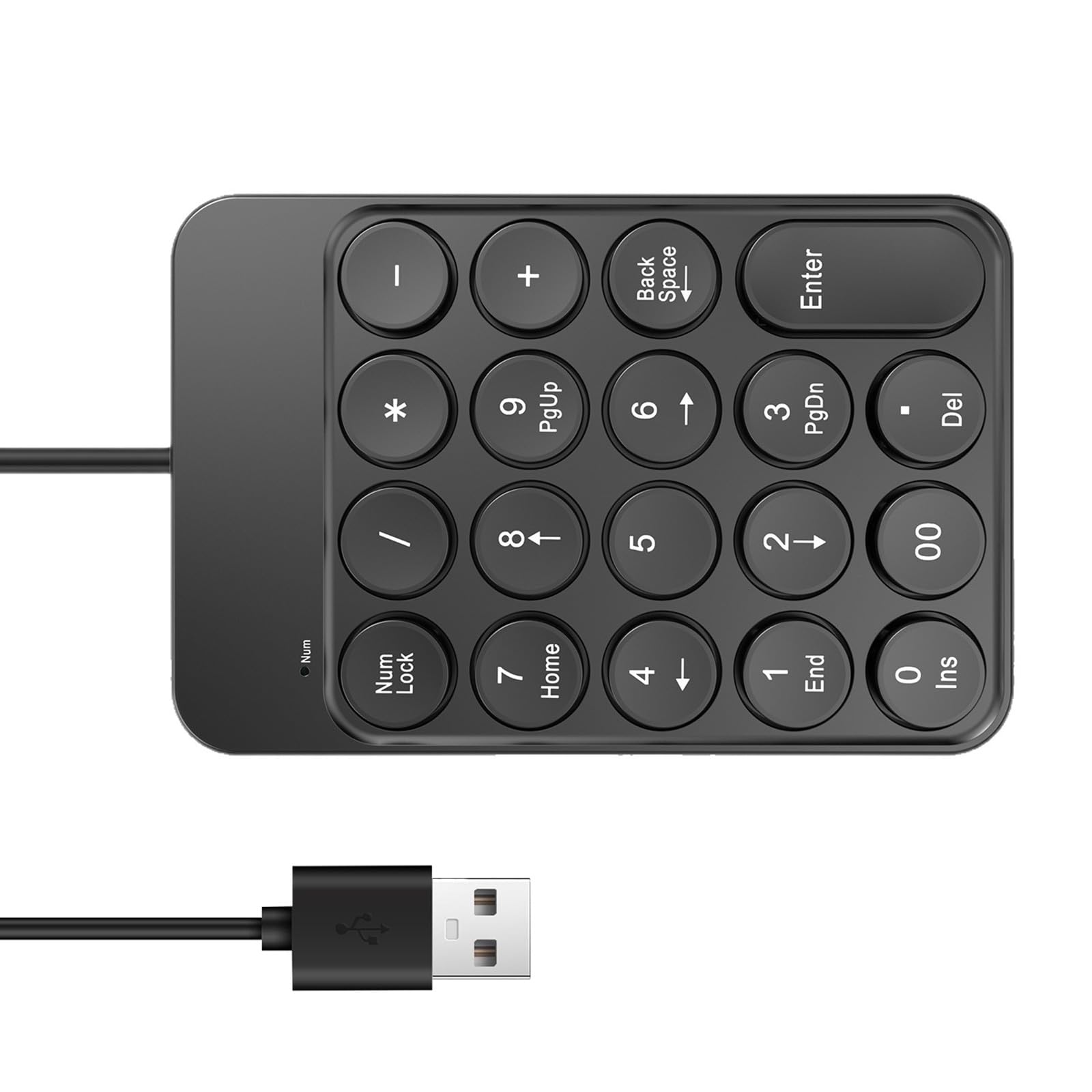 Ljmyy Corded Number Pad USB Numeric Keypad 19 Number Keypad Keyboard for Laptop Computer Notebook Big Print Letters