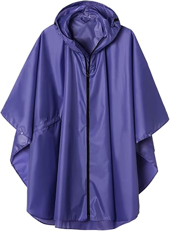 Rain Ponchos for Unisex Adults Raincoat Hooded Waterproof Reusable Fashion Lightweight Zip Up Rainjacket
