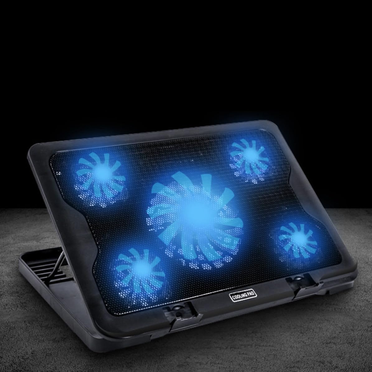 LABRIMP Base Refrigeradora Luces LED para Computadora Portátil 5 Ventiladores, Diseño Ultra Delgado y Ajuste Multiángulo Adecuado para Celebración Verano
