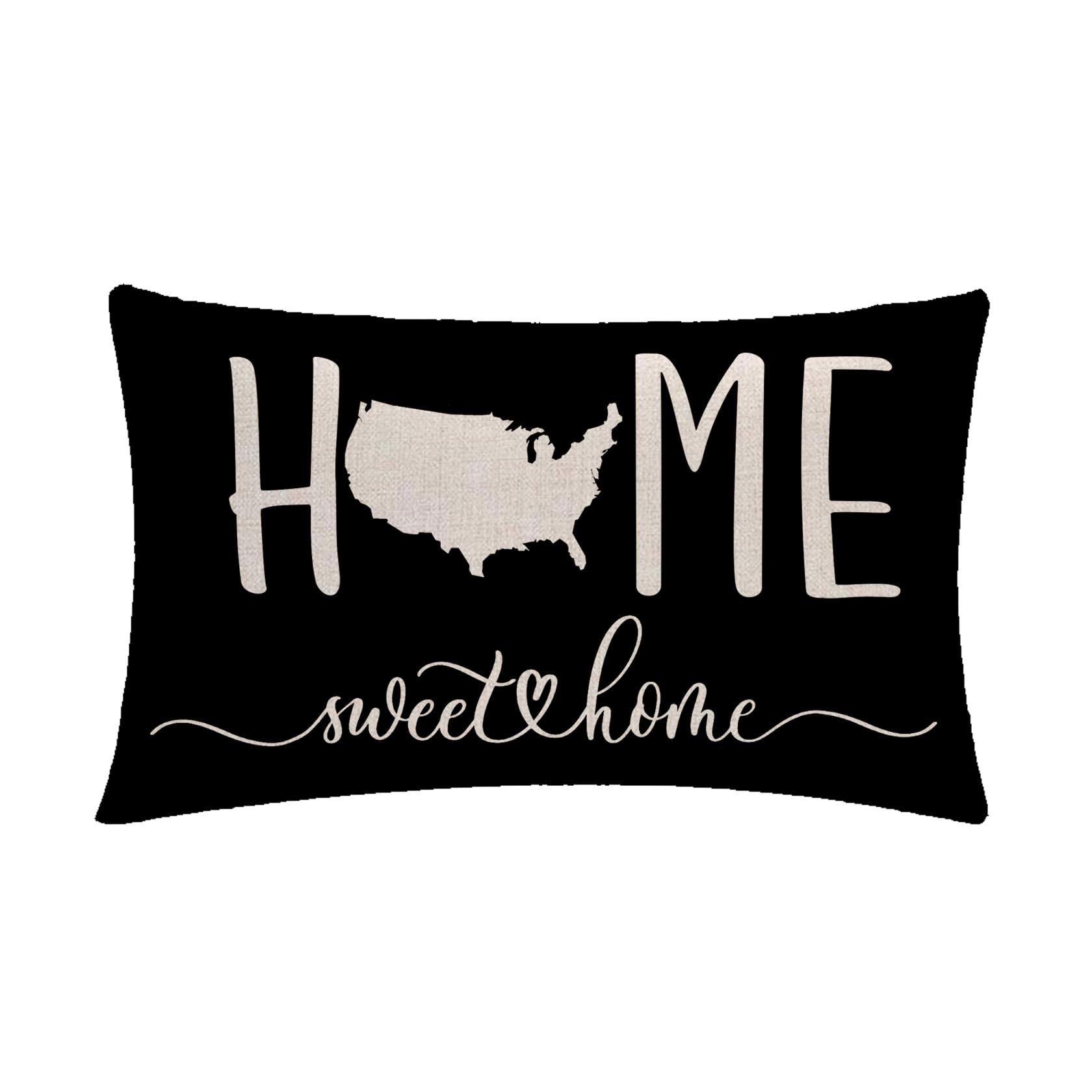 7COLORROOM 2Pack Farmhouse Decor Lumbar Pillow Covers Black Family Saying Home Sweet Home Rectangular/Waist Cushion Cover Welcome to Our Home Housewarming Gifts Pillowcases 12”×20” (12”×20”, Black) 2