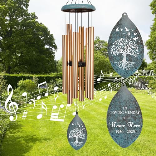 Image of ASTARIN Sympathy Wind Chimes Personalized, Tree Life Sympathy Gifts Wind Chime for Loss of Loved Mom /Dad, Commemorative Wind Chimes for Condolences /Funeral, Outside Decor(Produced in Texas)