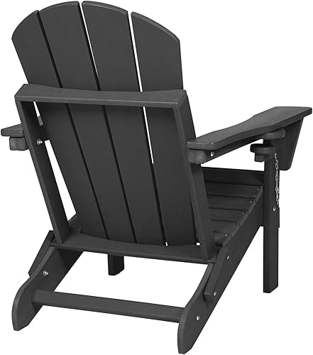 Miniatura 10 de RESINTEAK - Silla plegable Adirondack con soporte para tazas, asiento cómodo extra ancho, muebles de patio para fogatas al aire libre, terraza y