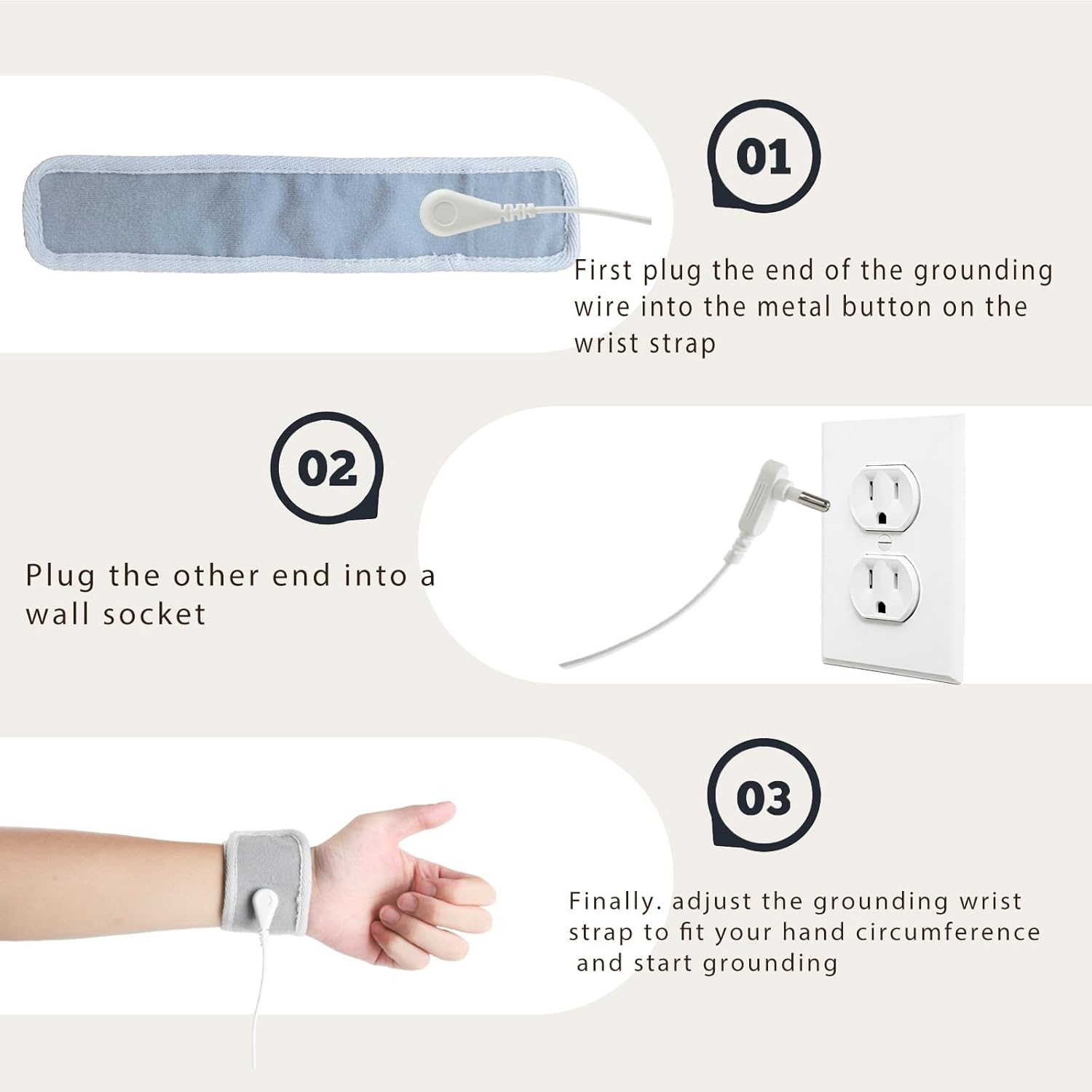 Conductive Metal Fabric Grounding Mat Set with Grounding Wristband and 15ft Cord for Bed/Desk/Floor/Feet - Machine Washable, Healthy Material to Improve Sleep and Wellness