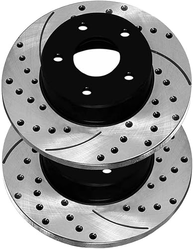 Miniatura 5 de AutoShack - Juego de 4 pastillas de freno perforadas y ranuradas delanteras y traseras, color negro y cerámica, repuesto para Jeep Grand Cherokee